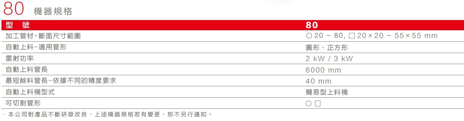 YLM Laser Tube 80 SPEC